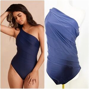 Summersalt The Sidestroke One-Shoulder Swimsuit Women’s Size 12 Deep Sea Navy